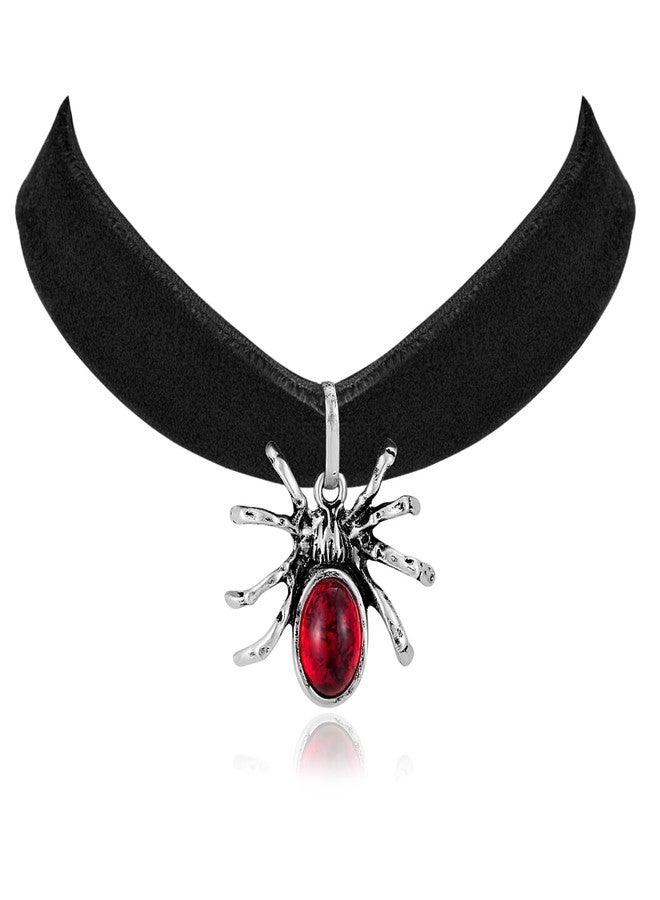 HolidayQbee Holloween Spider Choker Necklace for Women Men Dainty Sliver Gold Red Diamond Black Collar Necklace Minimalist Handmade for Holiday Gothic Jewlery Gifts - Image 1